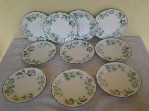 a lot of ten stunning botanical scene porcelain side plates