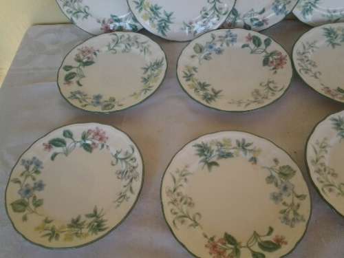 a lot of ten stunning botanical scene porcelain side plates