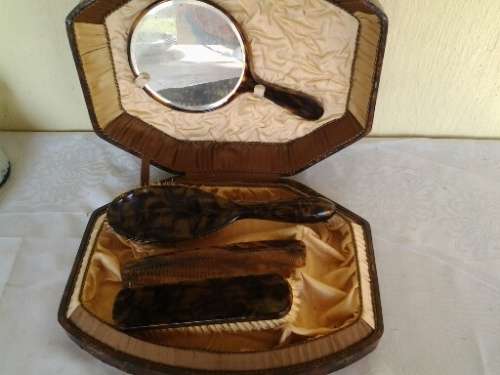 boxed vintage tortoise shell men's grooming set