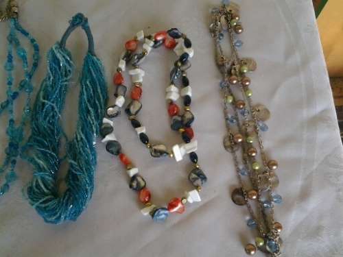 Assorted lot of beaded costume necklaces mostly in the shades of blue