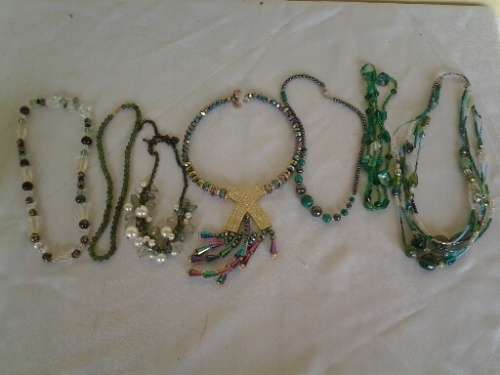 last lot of pretty beaded assorted costume necklaces