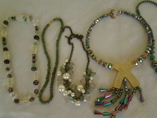 last lot of pretty beaded assorted costume necklaces