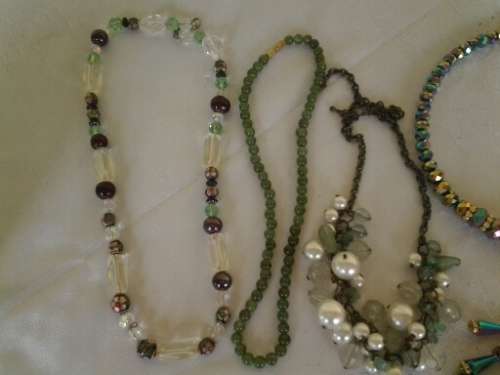 last lot of pretty beaded assorted costume necklaces