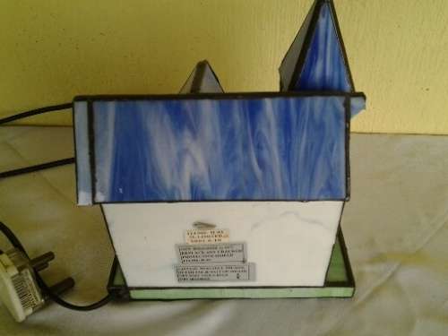 stunning lead glass in a form of a church little table lamp in working order