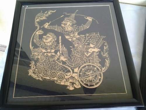 two stunning material made oriental taperstrys scenes framed behind glass