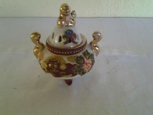 stunning small little oriental incense porcelain jar