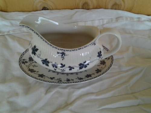 stunning blue and white Royal doulton york town gravy boat