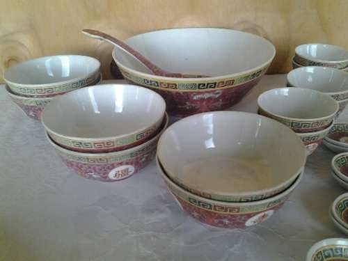 vintage porcelain oriental bowls and spoons lot