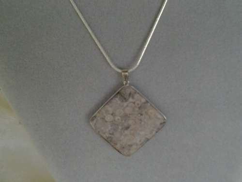 long sliver tone costume necklace with stunning large ocean jasper gem stone pendant