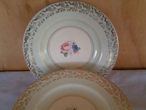 A stunning lot of pastel green with floarl pattern vintage Burleigh side plates