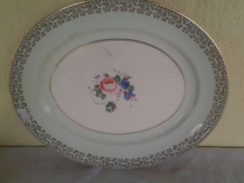 stunning pastel green vintage Burleigh wear porcelain oval platter