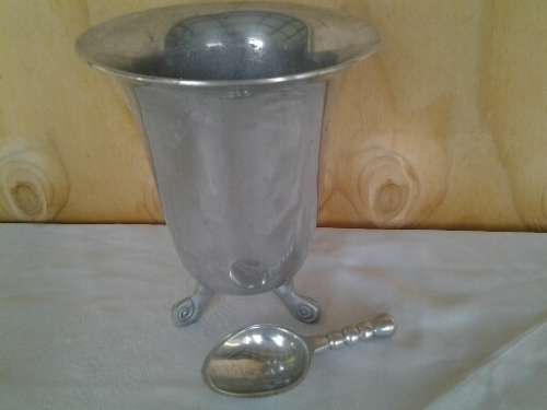 A stunning Aluminum "Carol boyes" styled ice bucket and scoop
