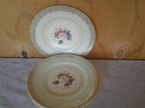 A stunning vintage pastel green and floral pattern lot of vintage Burleigh dinner plates