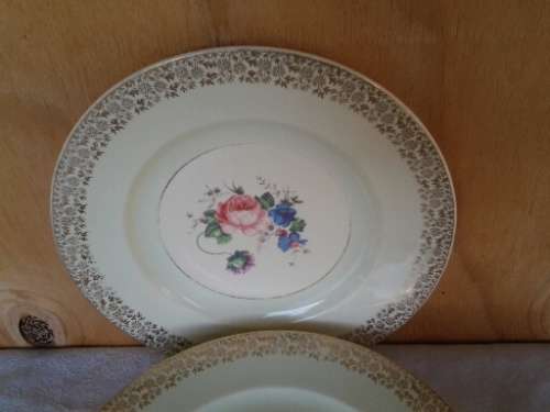 A stunning vintage pastel green and floral pattern lot of vintage Burleigh dinner plates