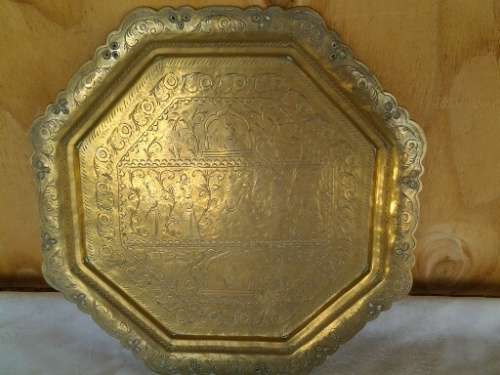 a stunning square oriental looking brass tray