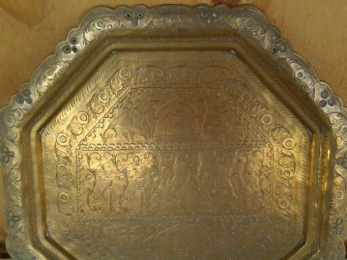 a stunning square oriental looking brass tray