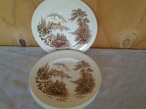 A lot of five vintage Johnson brothers castle on the lake +- 24 cm plates