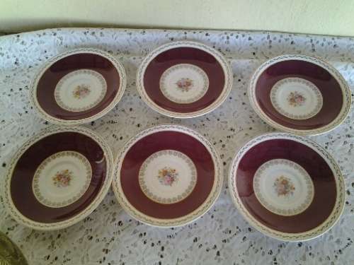lot of six pretty vintage crown Royal porcelain saucers