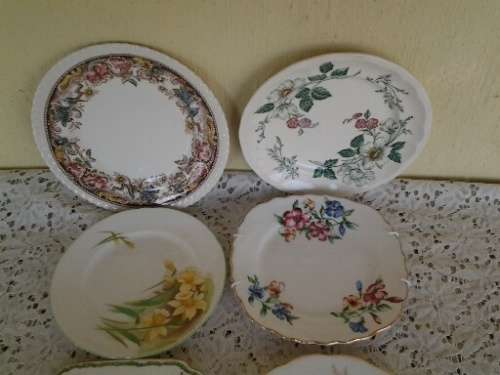 assorted lot of pretty vintage porcelain six cake side plates -- lot 2