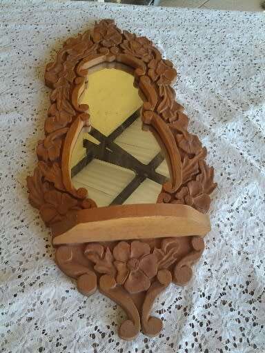 stunning wooden craved floral design wall mirror