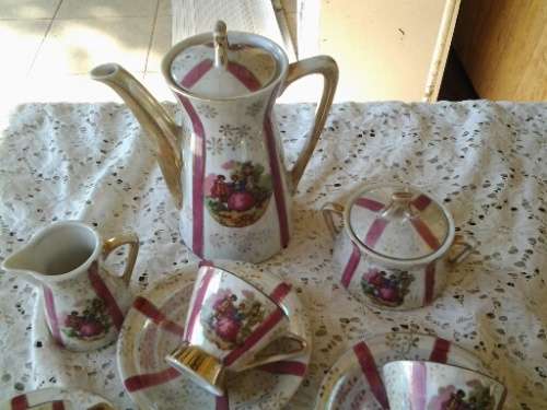 part vintage romantic scene porcelain coffee set