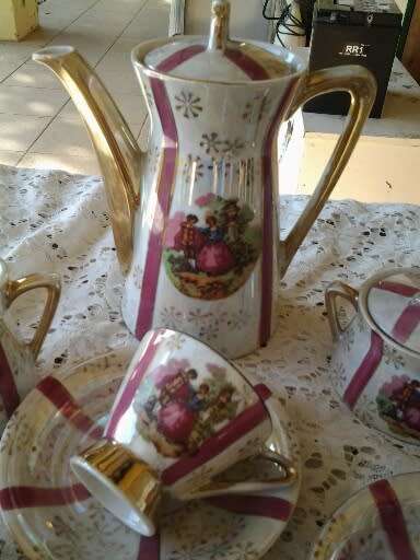 part vintage romantic scene porcelain coffee set
