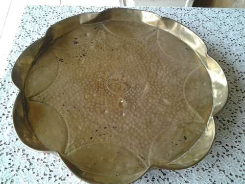 large round vintage brass tray