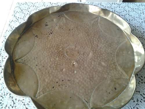 large round vintage brass tray