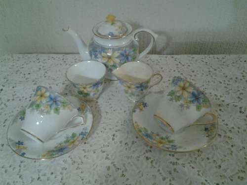 part vintage tea for two Delphine porcelain tea set please note