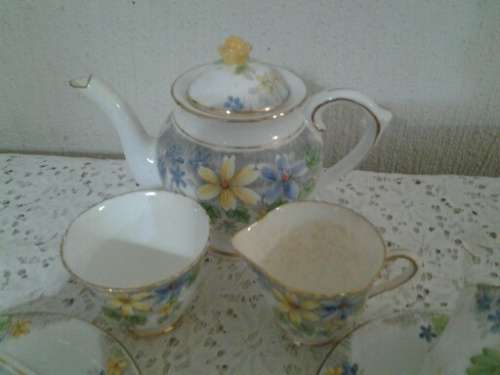 part vintage tea for two Delphine porcelain tea set please note