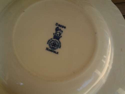Four vintage Norfolk royal Doulton blue and white soup bowls