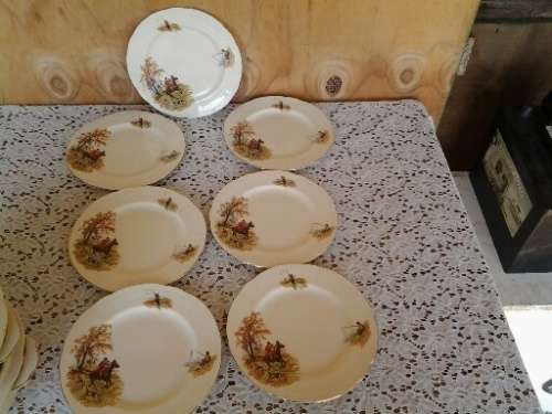 seven vintage porcelain Hunting scene Alfred meakin side plates