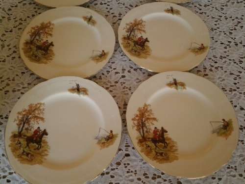 seven vintage porcelain Hunting scene Alfred meakin side plates