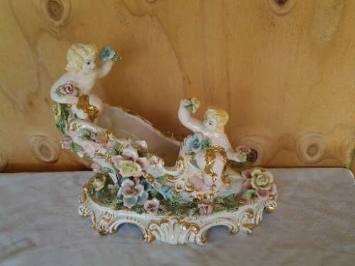 Capodimonte large decorated cherub inspired shoe ornament