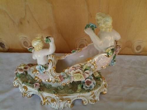 Capodimonte large decorated cherub inspired shoe ornament