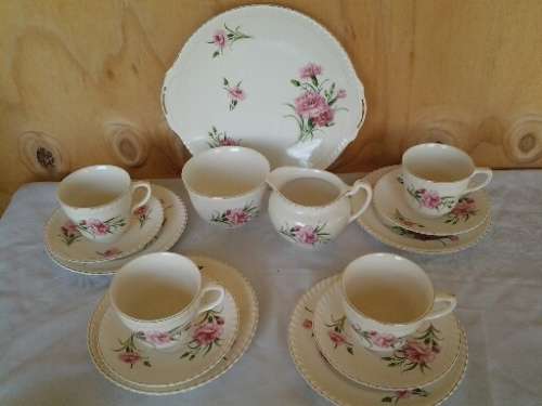 stunning pink floral pattern partial  porcelain Johnson brothers tea set