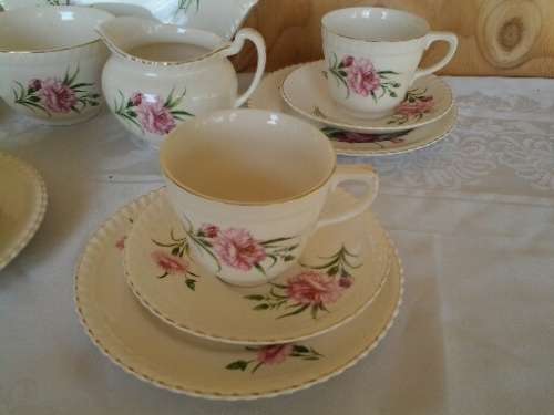 stunning pink floral pattern partial  porcelain Johnson brothers tea set