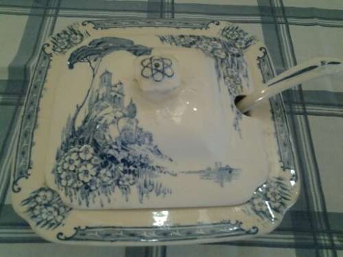 small little blue and white vintage porcelain John Maddock and sons little sauce dish please note