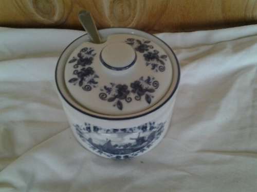 vintage blue and white delft jam or sugar holder