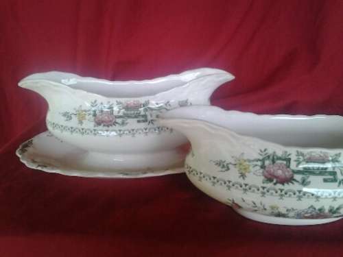 Vintage Crown Ducal Chinese gardens  sauce and porcelain gravy boat lot