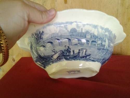 vintage blue and white porcelain veggie dish no lid