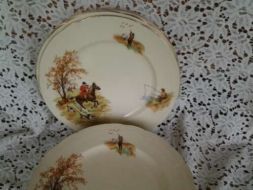12x stunning bread porcelain Alfred Meakin vintage hunting scenes plates