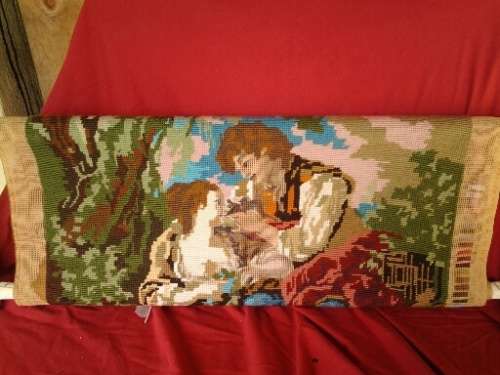 stunning vintage un finished romantic scene tapestry