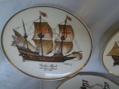 three  nice Heritage  collectable porcelain ship scene display wall plates