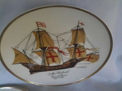 three  nice Heritage  collectable porcelain ship scene display wall plates