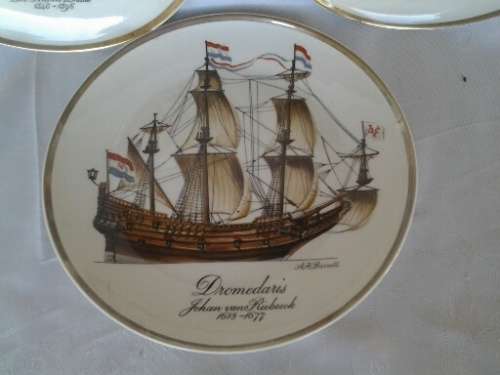 three  nice Heritage  collectable porcelain ship scene display wall plates