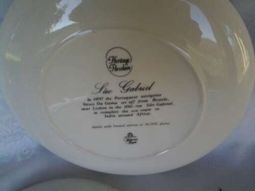 three  nice Heritage  collectable porcelain ship scene display wall plates