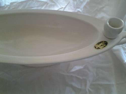 A vintage plain white porcelain Beswick ware candle holder