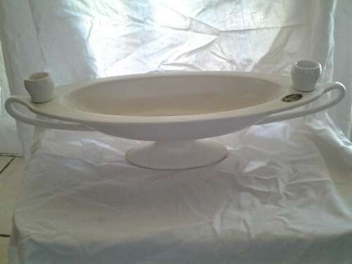 A vintage plain white porcelain Beswick ware candle holder