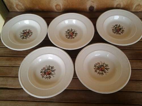 five stunning vintage Cowway china soup bowls